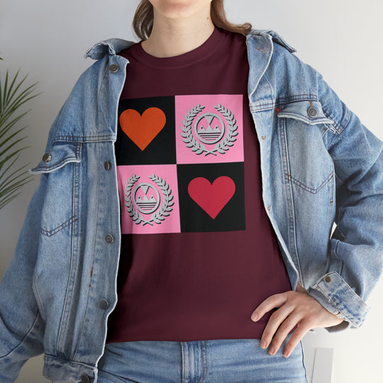 ECELUGICH Unisex Heavy Cotton Tee Box Hearts