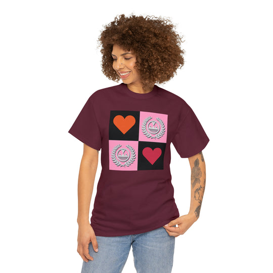 ECELUGICH Unisex Heavy Cotton Tee Box Hearts