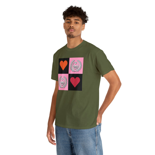 ECELUGICH Unisex Heavy Cotton Tee Box Hearts