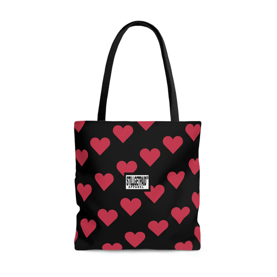 STILLGETPAID® APPAREL BLACK RED HEART TALL Tote Bag