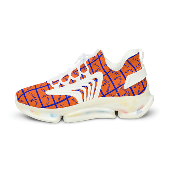 STILLGETPAID® APPAREL WHITE ORANGE Men's Mesh Sneakers