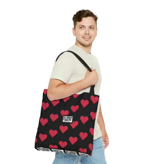 STILLGETPAID® APPAREL BLACK RED HEART TALL Tote Bag