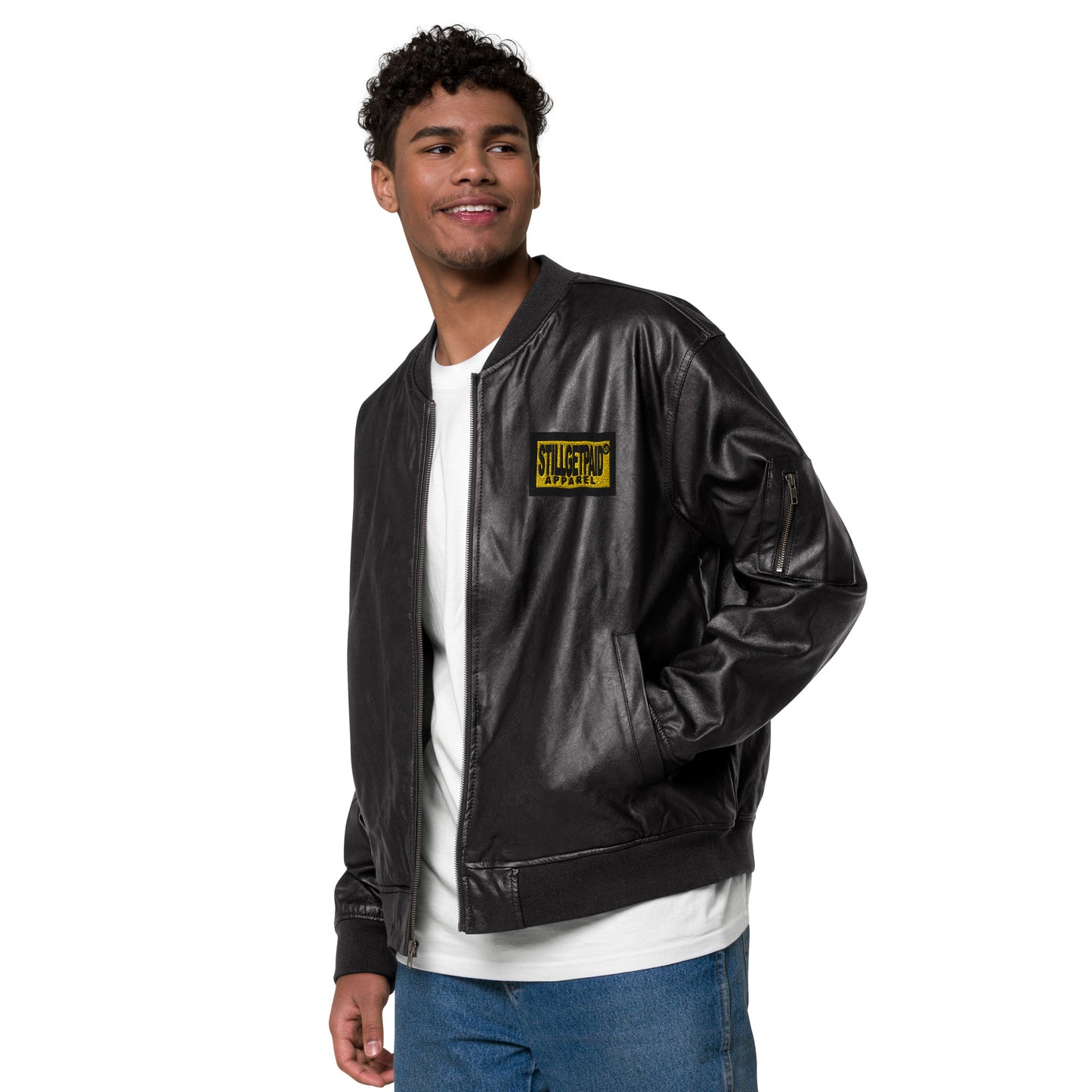 STILLGETPAID® APPAREL Leather Bomber Jacket