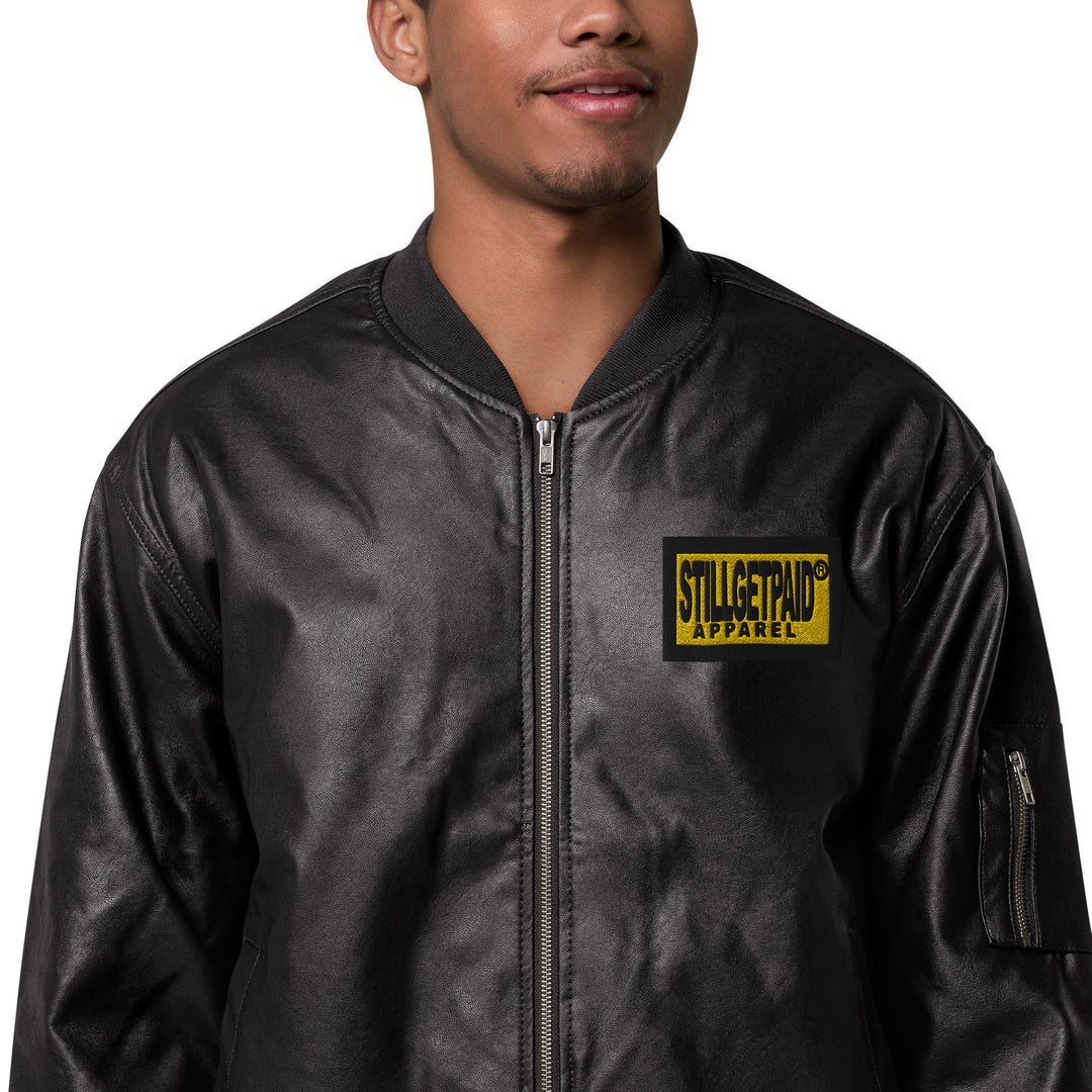 STILLGETPAID® APPAREL Leather Bomber Jacket