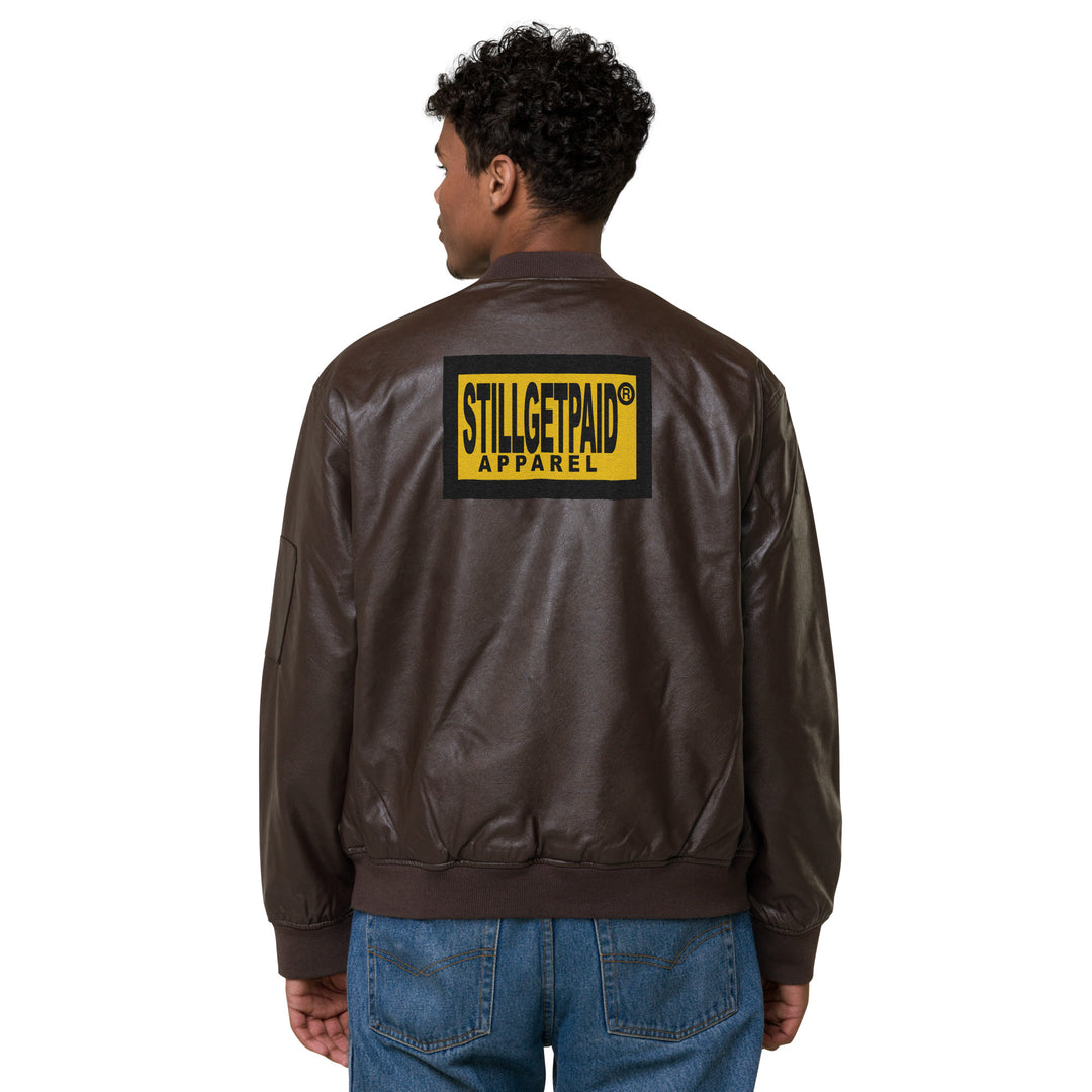 STILLGETPAID® APPAREL Leather Bomber Jacket