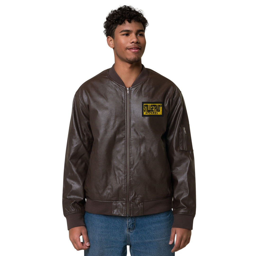 STILLGETPAID® APPAREL Leather Bomber Jacket